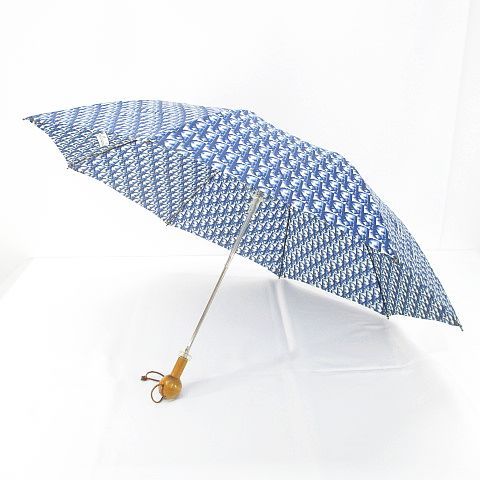 クリスチャンディオール Christian Dior 折りたたみジャンプ傘 折りたたみ傘 雨傘 ネイビー 紺系 ロゴ 8本骨 レイングッズ 雨具