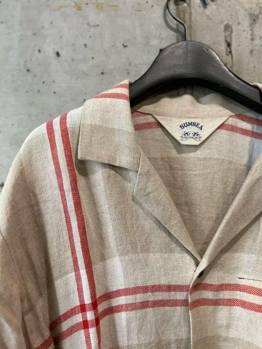 SUNSEA LINEN CHECK GIGOLO SHIRT