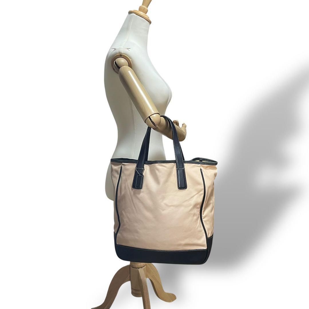 良品4955 COACH コーチ トートバッグ キャンバス レザー ブラック 