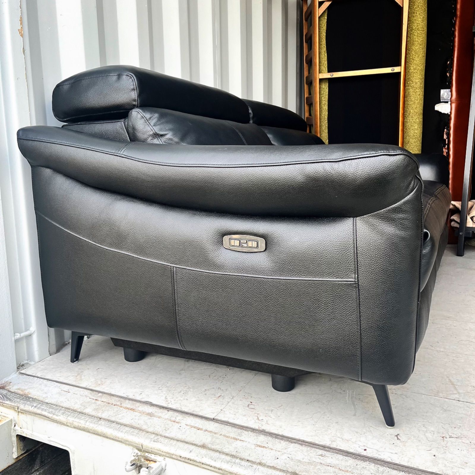 取付無料！ヤマダ電機 総本革 3人掛けブラック電動リクライニングソファ✨ 取付無料！ヤマダ電機 総本革 3人掛けブラック電動リクライニング