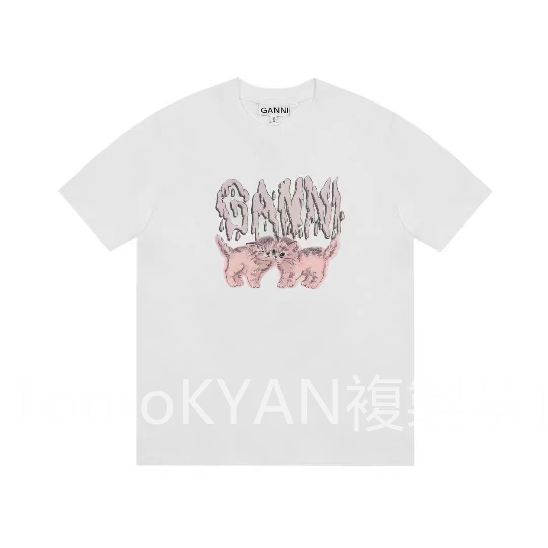 【GANNI 】✨ガニー RELAXED CATS  T－Shirt  半袖 Tシャツ  レディース カットソー コットン ロゴT クルーネック