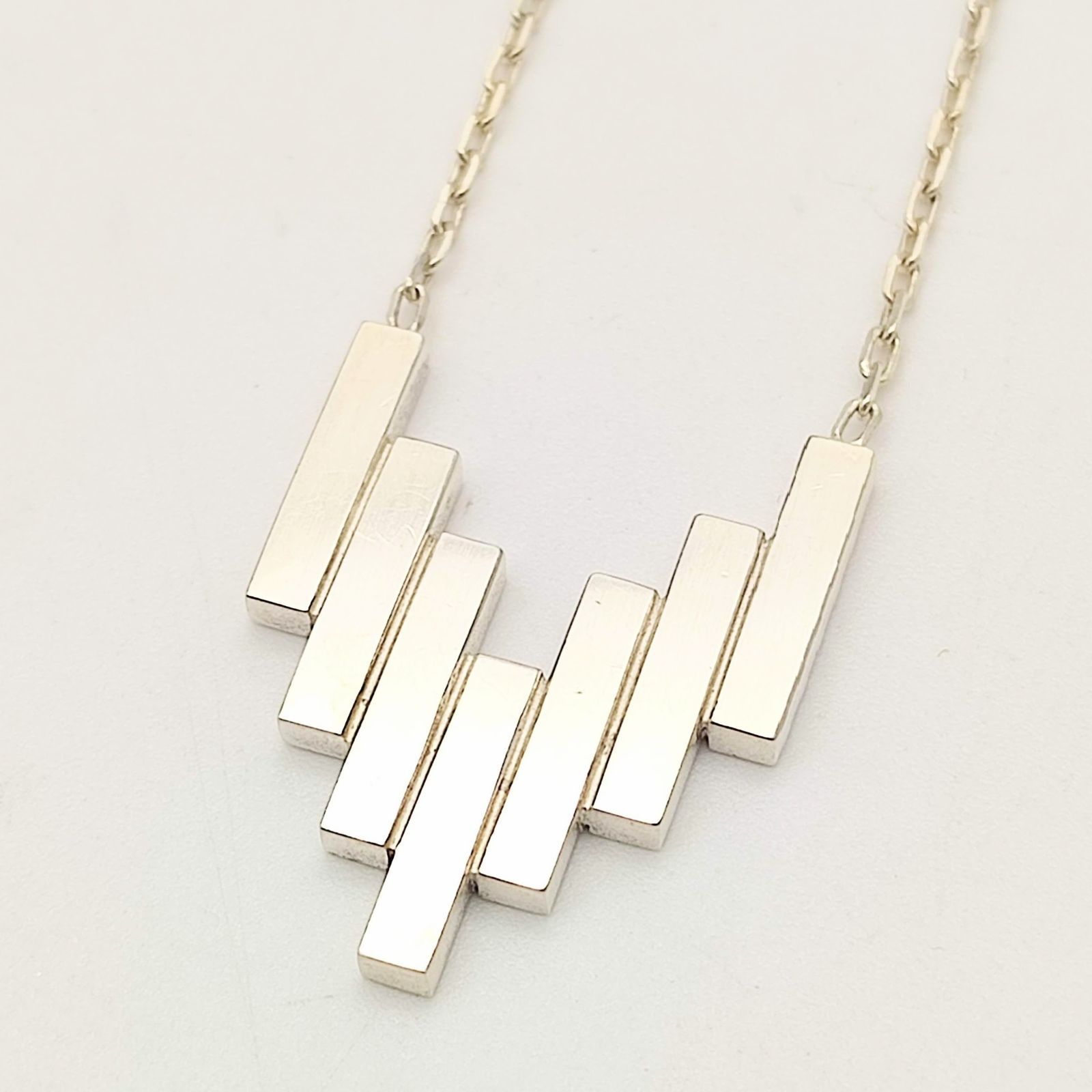 ジョージジェンセン593D バー　ネックレス　925 シルバー 美品】Georg Jensen ジョージジェンセン バーネックレス 593D