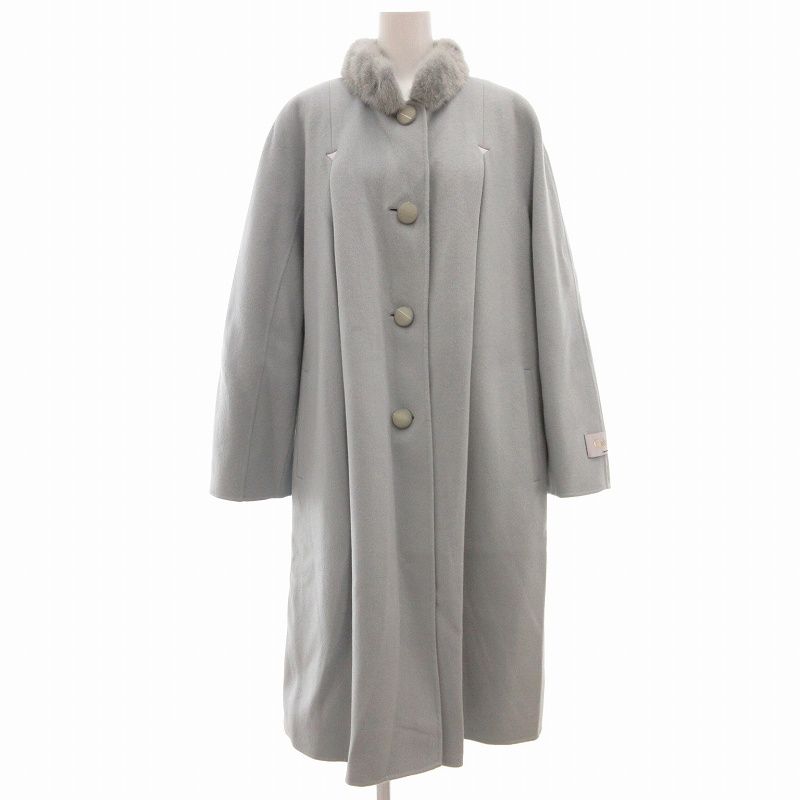 極美品！ルネ27万円ミンク襟ツイードロングコート 36 Rene foxey