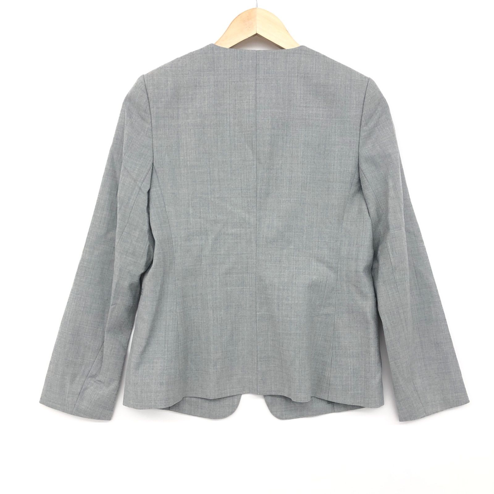 theory luxe セオリーリュクス ノーカラージャケット グレー SAXONY