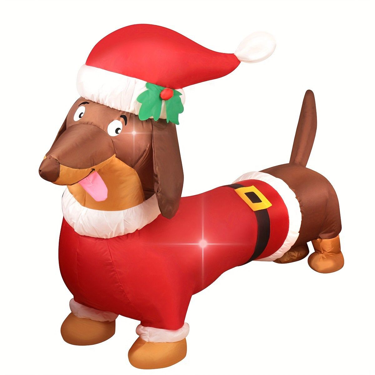 WAYDEKO クリスマス ジンジャーブレッドマン インフレータブル 5フィート 庭 屋外用 LEDライト IPX4防水 屋内ホリデーデコレーション 設置簡単 クリスマスのダックスフント犬