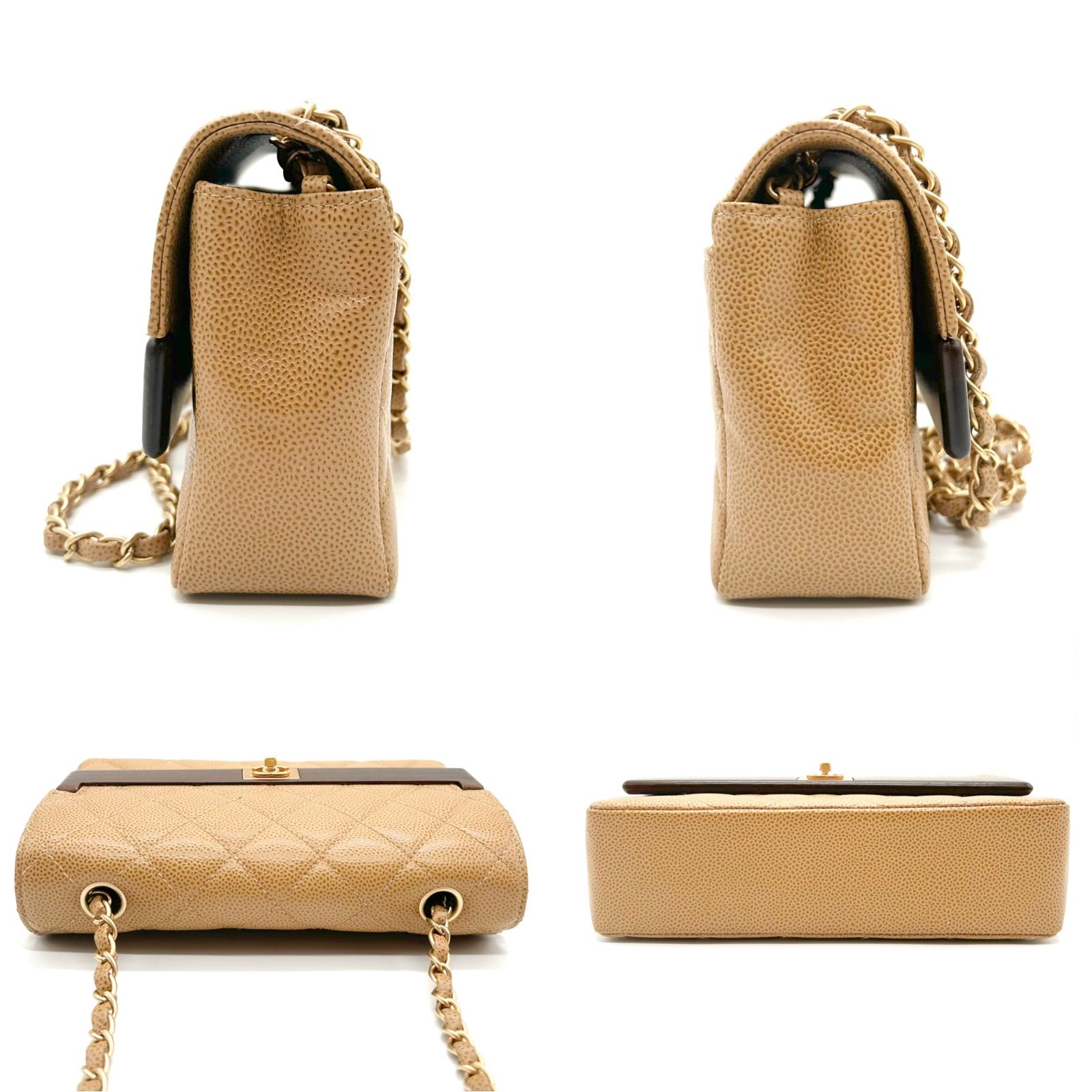 CHANEL シャネル マトラッセ キャビア キャビアスキン ウッド チェーン 