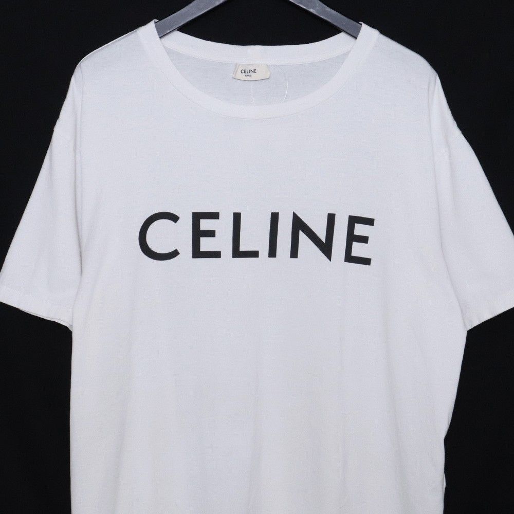 CELINE ホワイト ロゴTシャツ M ルーズTシャツ / コットンジャージー