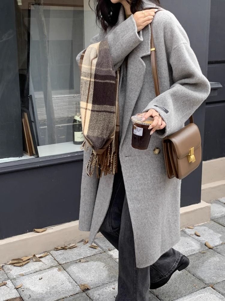 ✨大きいサイズ✨ポールスミス　ロングコート　カシミヤ　フェイクファー　黒×赤 ✨大きいサイズ✨ポールスミス ロングコート カシミヤ フェイク