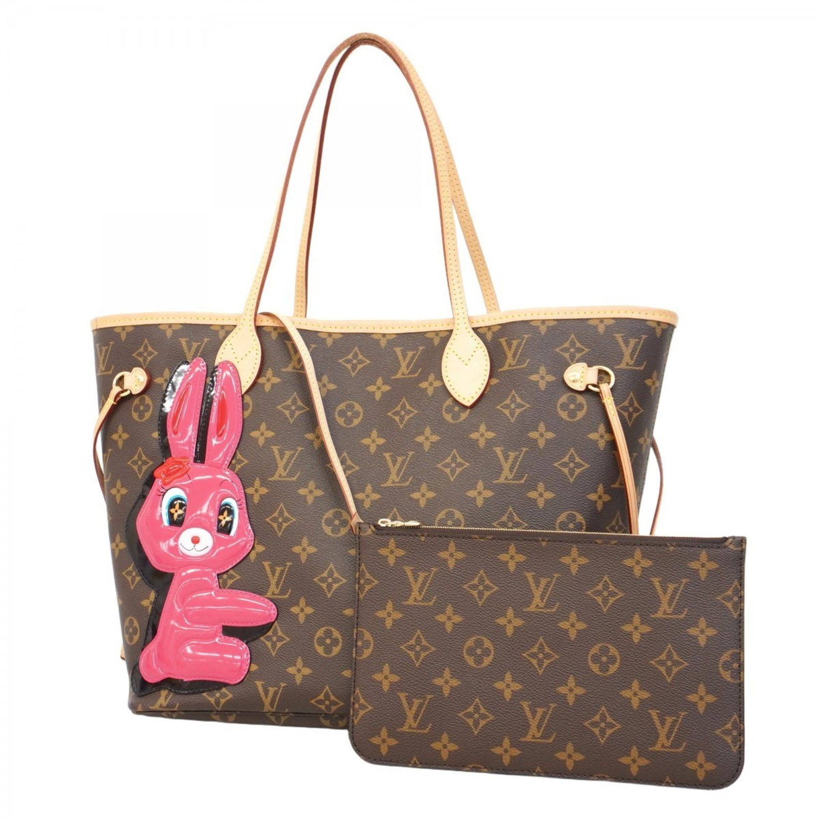 ルイ ヴィトン Louis Vuitton ルイ ヴィトン トートバッグ モノグラム Sun Yitianコラボ ネヴァーフルMM M47200 ブラウン グリーン ピンクレディース