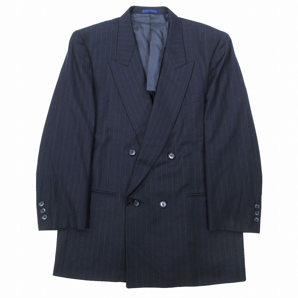 theory ダブルジャケット 紺ブレ 金ボタン サイズ2 ネイビー 美品 Cloth by Ermenegildo Zegna ゼニア ストライプ ダブル