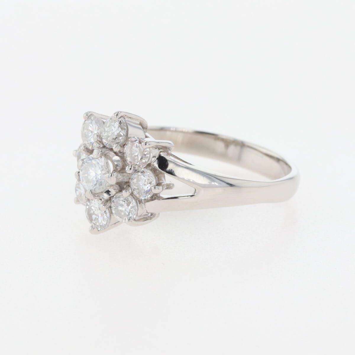 フラワーモチーフ デザインネックレス プラチナ 指輪 花 メレダイヤ リング 12号 Pt900 ダイヤモンド レディース