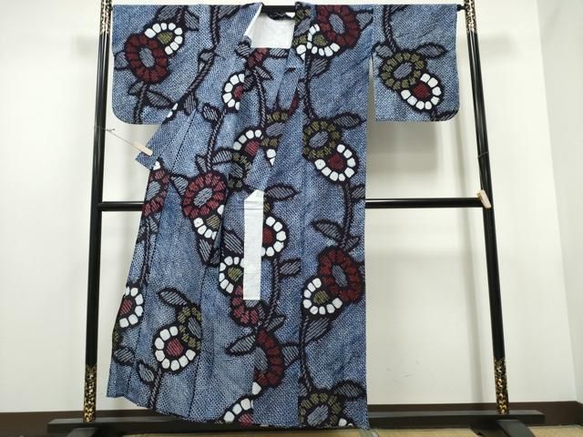 平和屋着物∴夏物 浴衣 有松鳴海絞り 向日葵 ひまわり 綿 逸品 未使用  