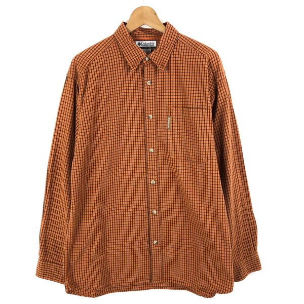 【古着】 Columbia コロンビア シャツ チェック柄 長袖 オレンジ系 メンズM 【中古】 n057251