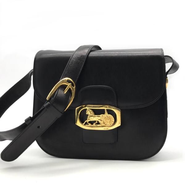CELINE セリーヌ レザー 馬車金具 サルキー ショルダー バッグ