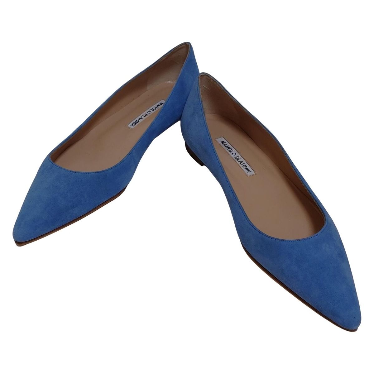 MANOLO BLAHNIK ブルー ポインテッドトゥフラットシューズ フラットシューズ（シューズ）｜MANOLO BLAHNIK（マノロ