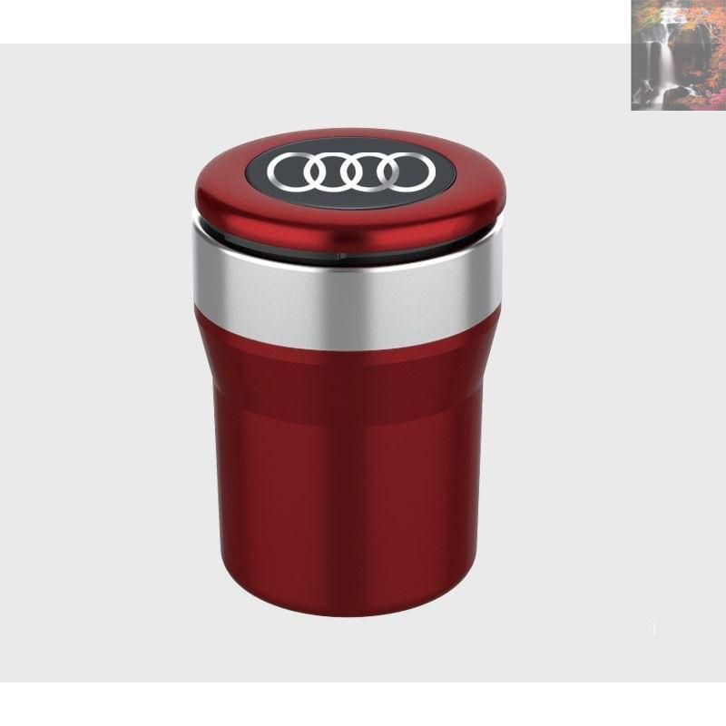 アウディAUDI 車用灰皿 タバコ灰皿 LEDライト付き ミニごみ箱 取り外し可能 ドリンクホルダー型 喫煙用 吸い殻入れ 火消し穴付き 車内便利アイテム LEDライト付きクリエイティブカー灰皿、難燃性、アウディロードrs a4