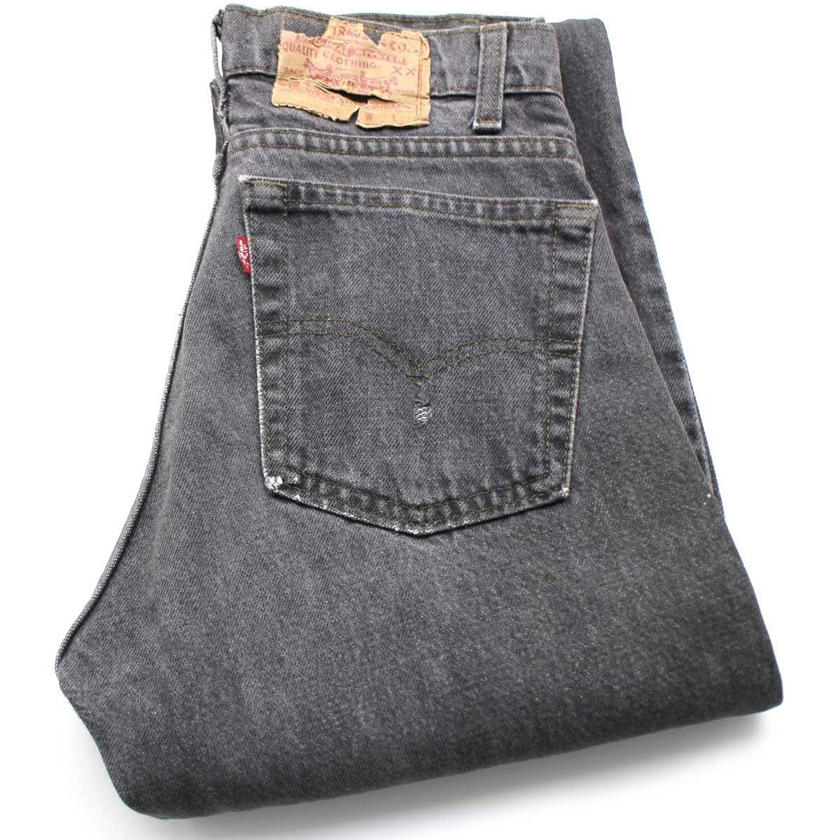 80s USA製 Levi'sリーバイス 505 ダメージ 先染め ブラック デニム
