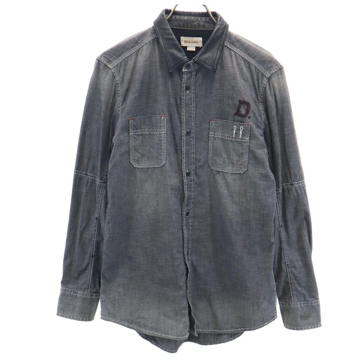 DIESEL ディーゼル 長袖 ヴィンテージ加工 シャンブレーシャツ S 