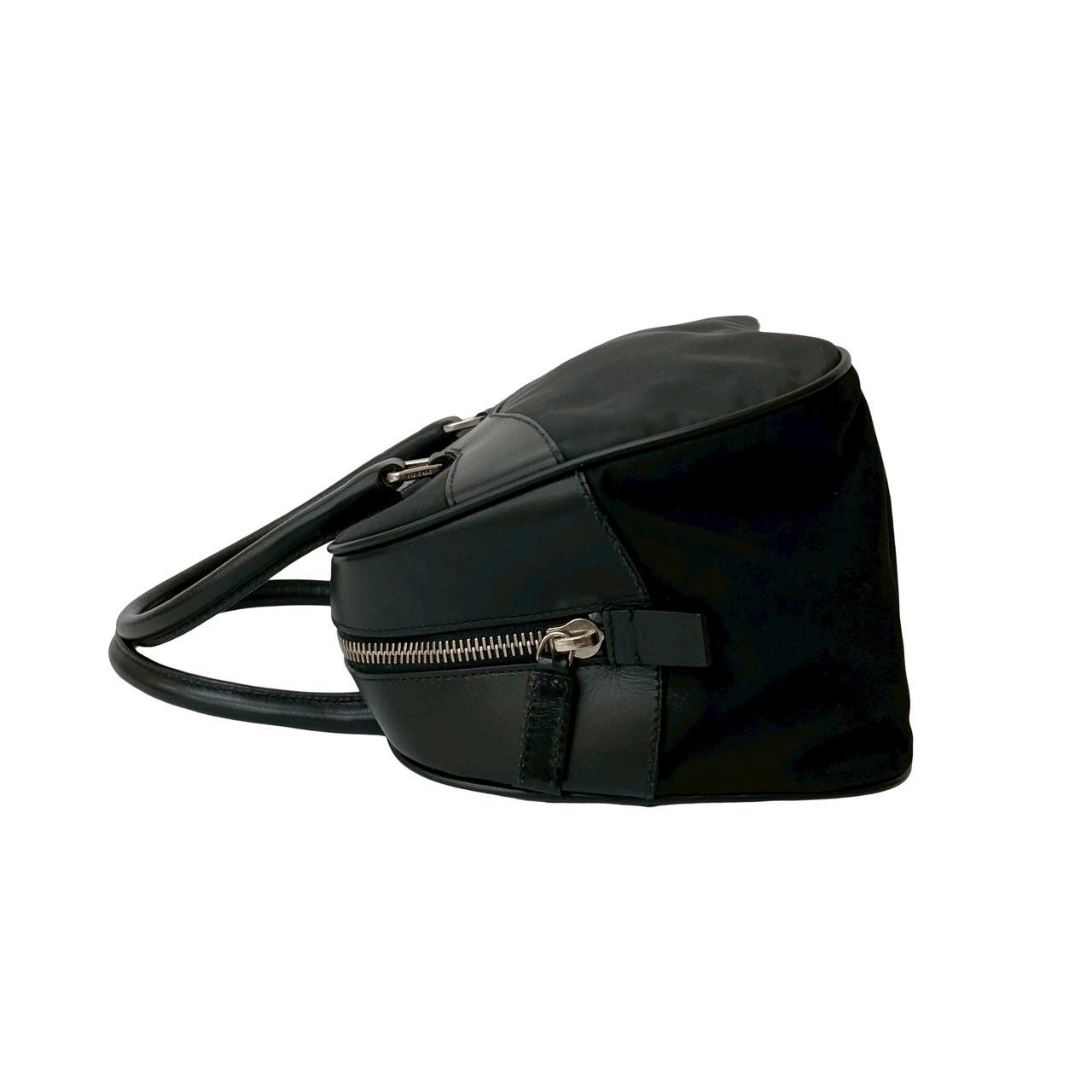 PRADA プラダ トートバッグ 肩掛けバッグ 三角ロゴ ナイロン レザー 極 美品 袋付 PRADA プラダ 三角ロゴ 金具 レザー 本革 ナイロン
