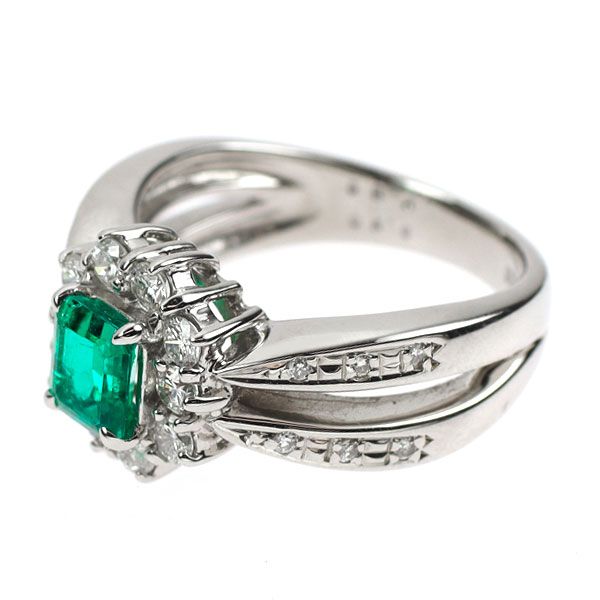Pt900 エメラルド ダイヤモンド リング 0.80ct D0.60ct