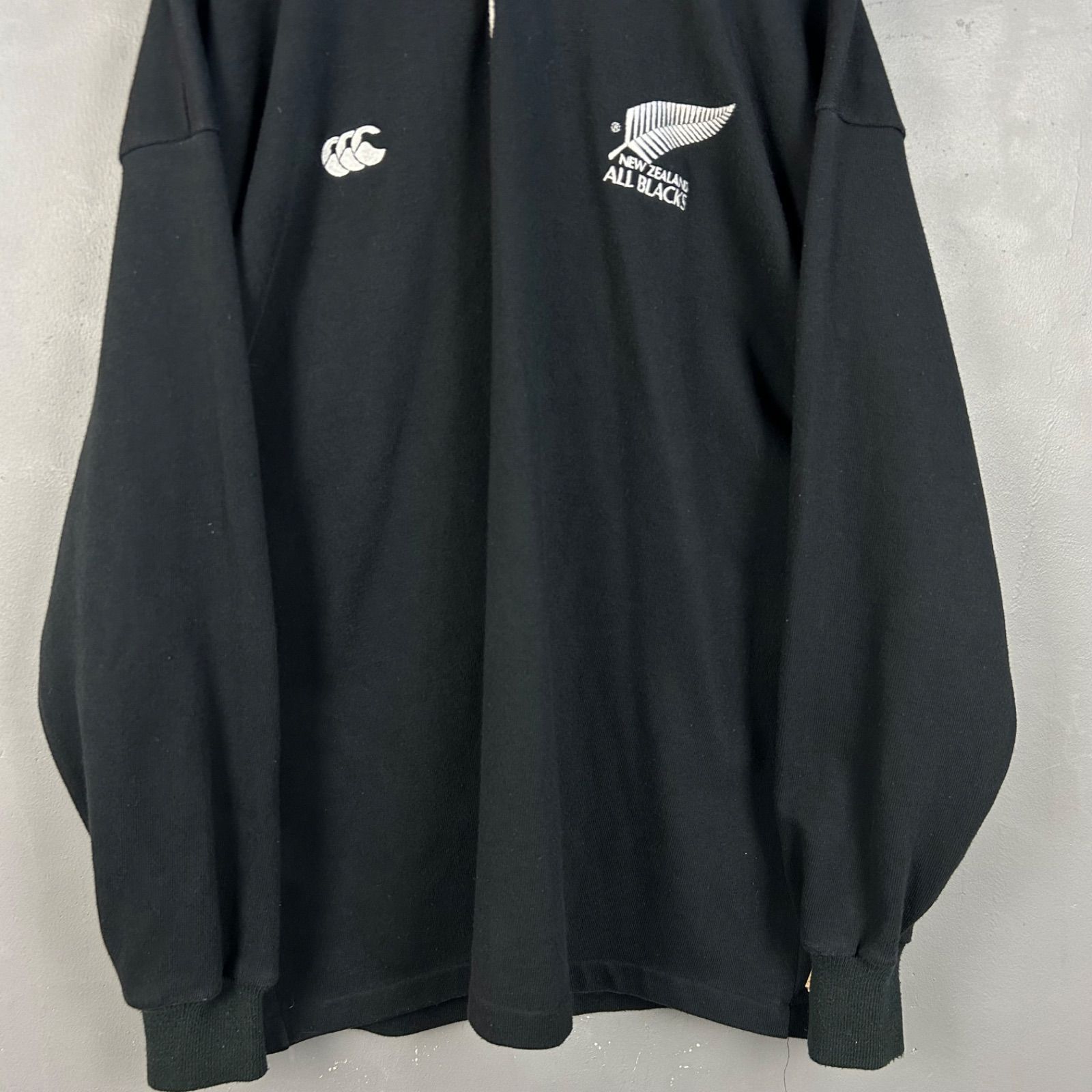 ニュージーランド製 90s Vintage Canterbury RUGBY ALL BLACKS カンタベリー オールブラックス 長袖 ラガーシャツ  ブラック 黒 刺繍 ヴィンテージ メンズ M - メルカリ