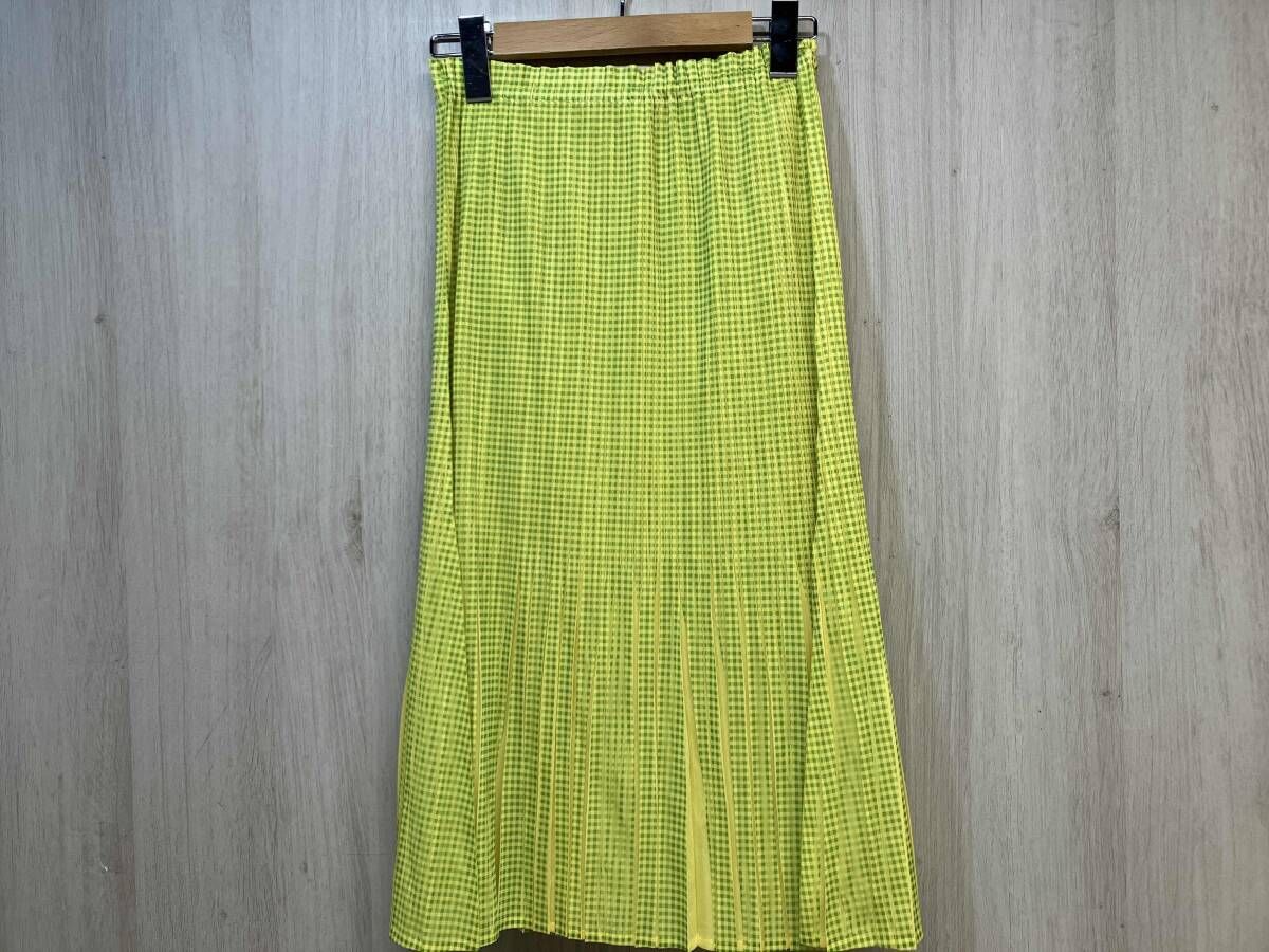 PLEATS PLEASE ISSEY MIYAKE プリーツプリーズ イッセイミヤケ プリーツ スカート 黄色 チェック レディース サイズ4 PP22-JG856