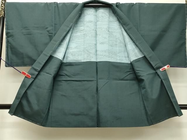 平和屋着物●男性　紬　アンサンブル　高麗納戸色　正絹　逸品　DAAT1348tw 平和屋着物○男性 紬 アンサンブル 高麗納戸色 正絹 逸品 DAAT1348tw