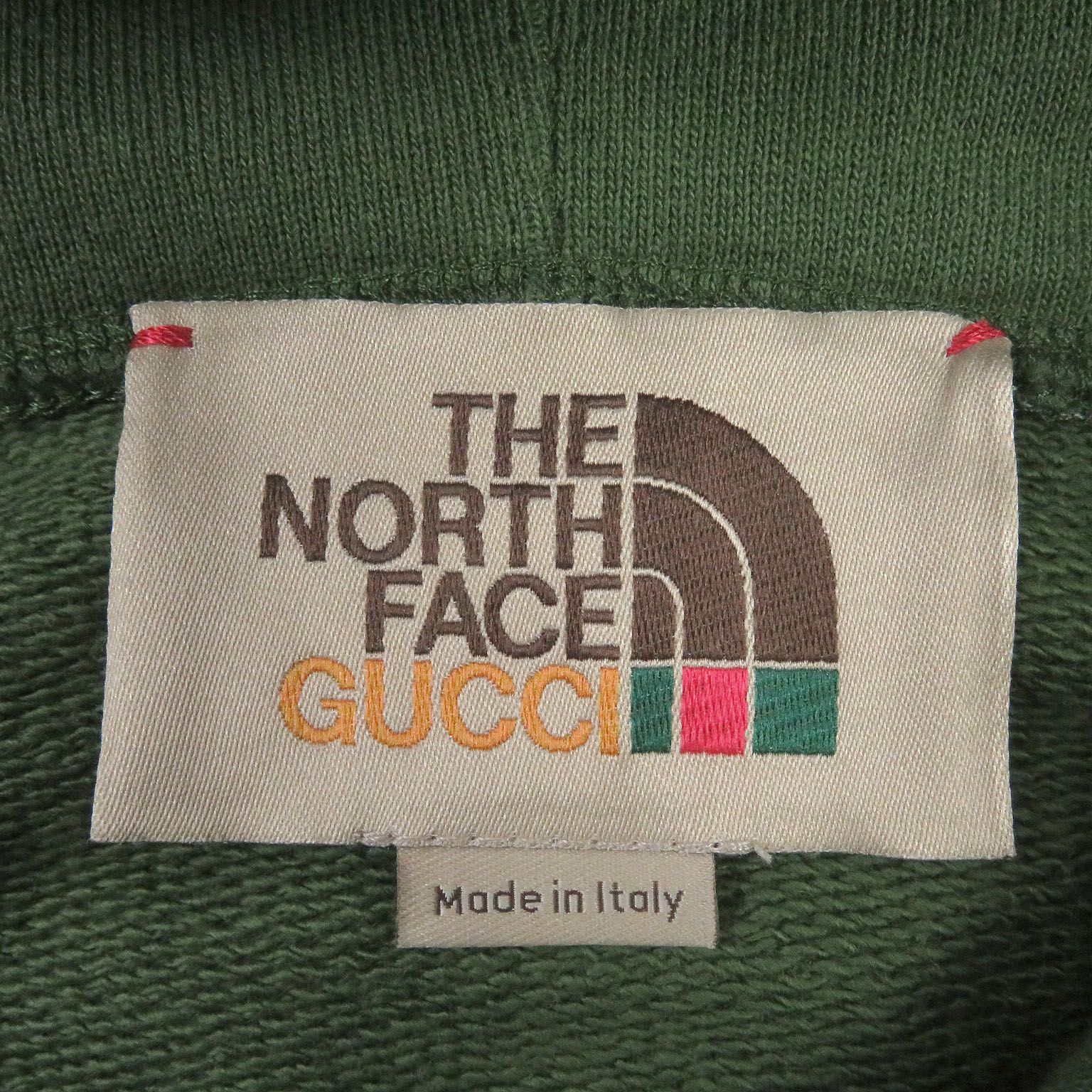 極美品 GUCCI グッチ THE NORTH FACE 663243 コットン ロゴプリント ノースリーブ カットオフ フーディー パーカー カーキ  L イタリア製 正規品 メンズ - メルカリ