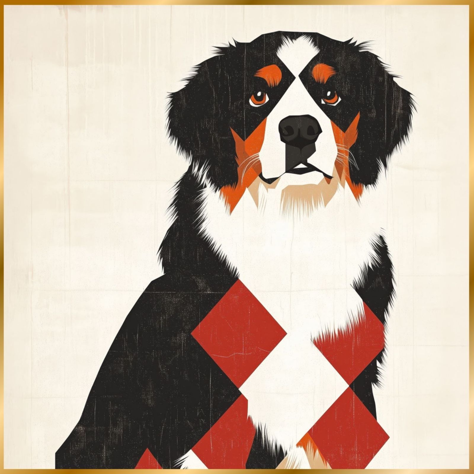 Red Passion - バーニーズマウンテン犬 No.1 ミニマリスト ミニマリズム シンプル インテリアアート ペットロス うちの子 記念日 アートポスター 犬の絵 犬のイラスト ギフト プレゼント