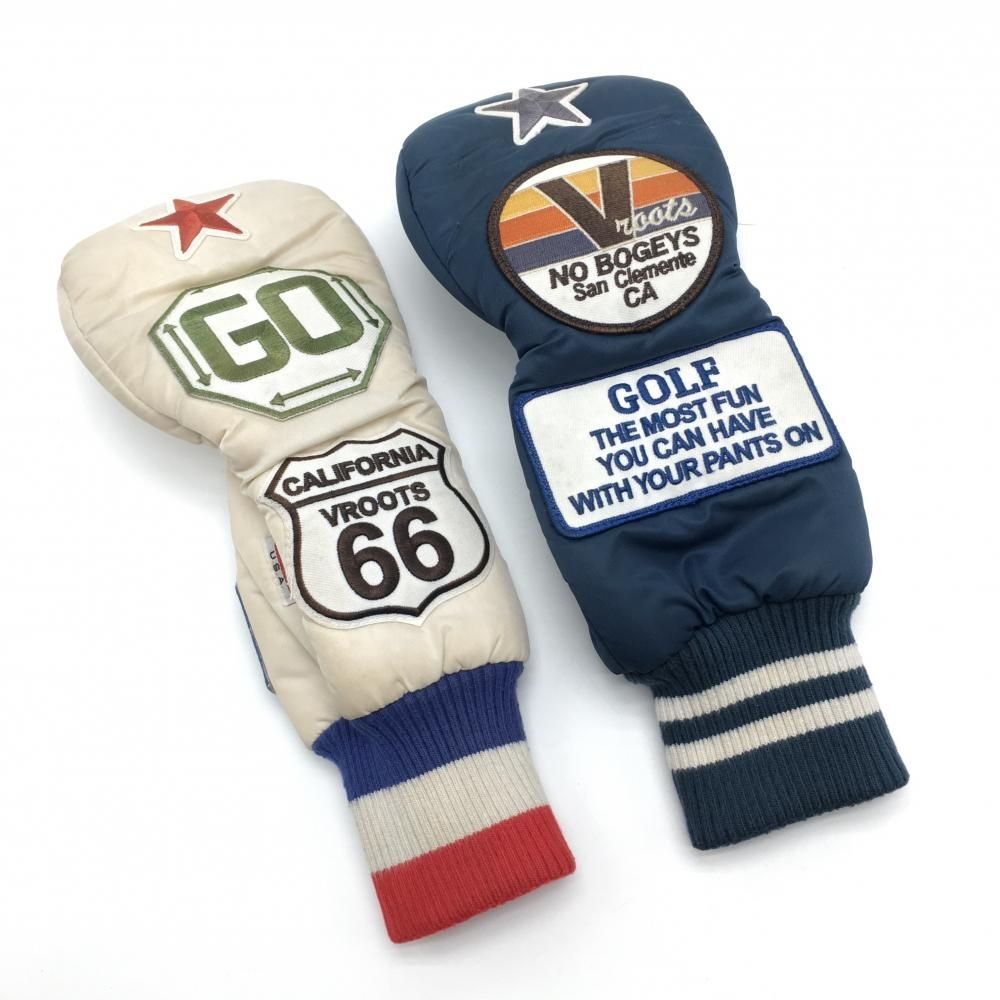 イエローロブスター ヘッドカバー2点セット FW ライトベージュ×ネイビー ワッペンゴルフ Yellow Lobster