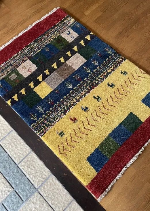 ペルシャ ギャッベ 手織り 草木染め アマレ 本物 玄関マット イラン産