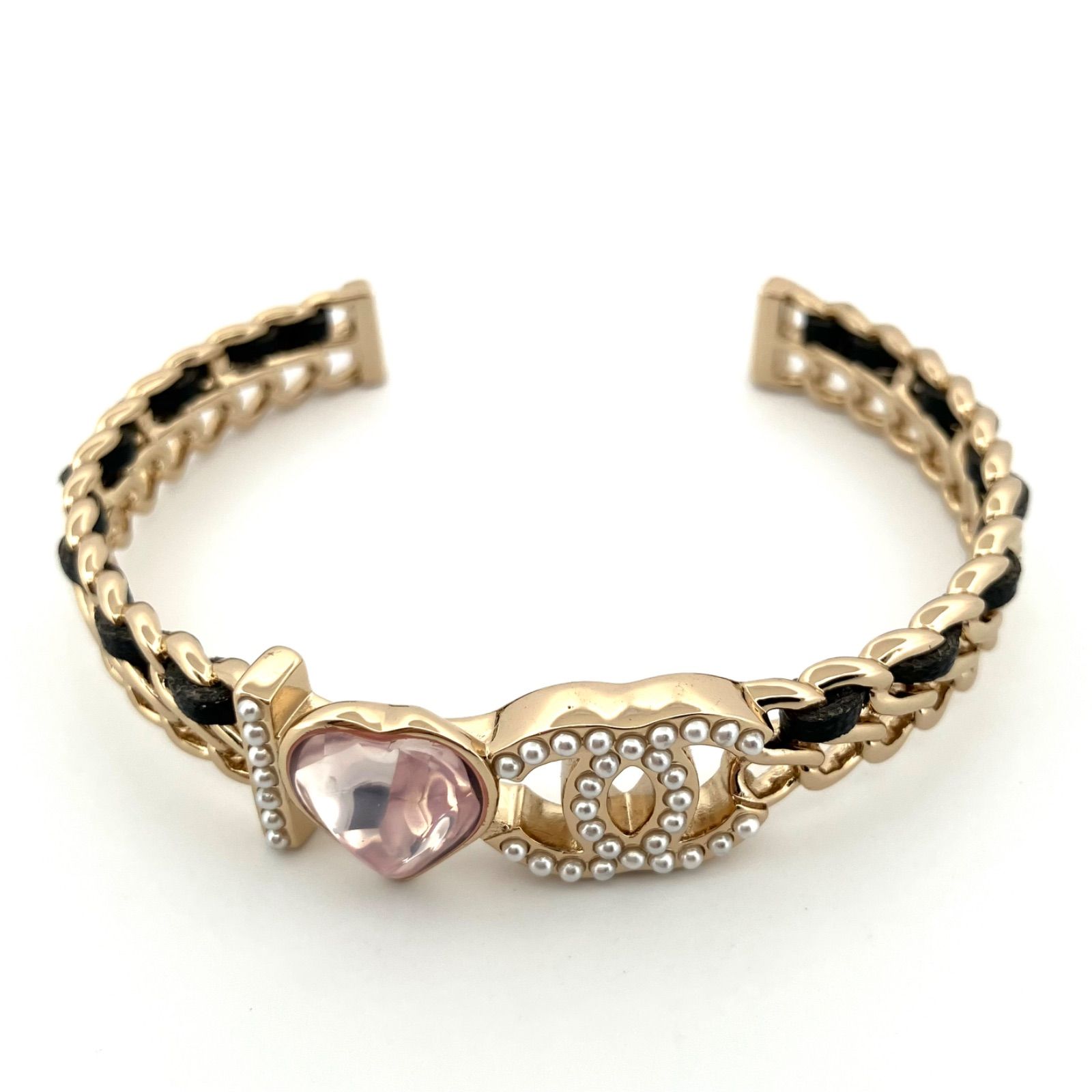 鑑定済み】正規品 CHANEL シャネル バングル CC ハート フェイク