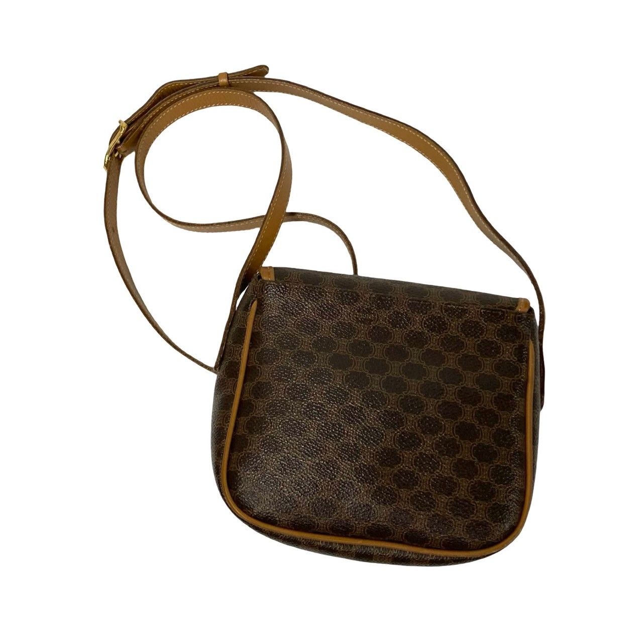【極美品/希少】CELINE フラップショルダーバッグ トリオンフロゴ マカダム CELINE セリーヌ マカダム トリオンフ レザー ショルダーバッグ
