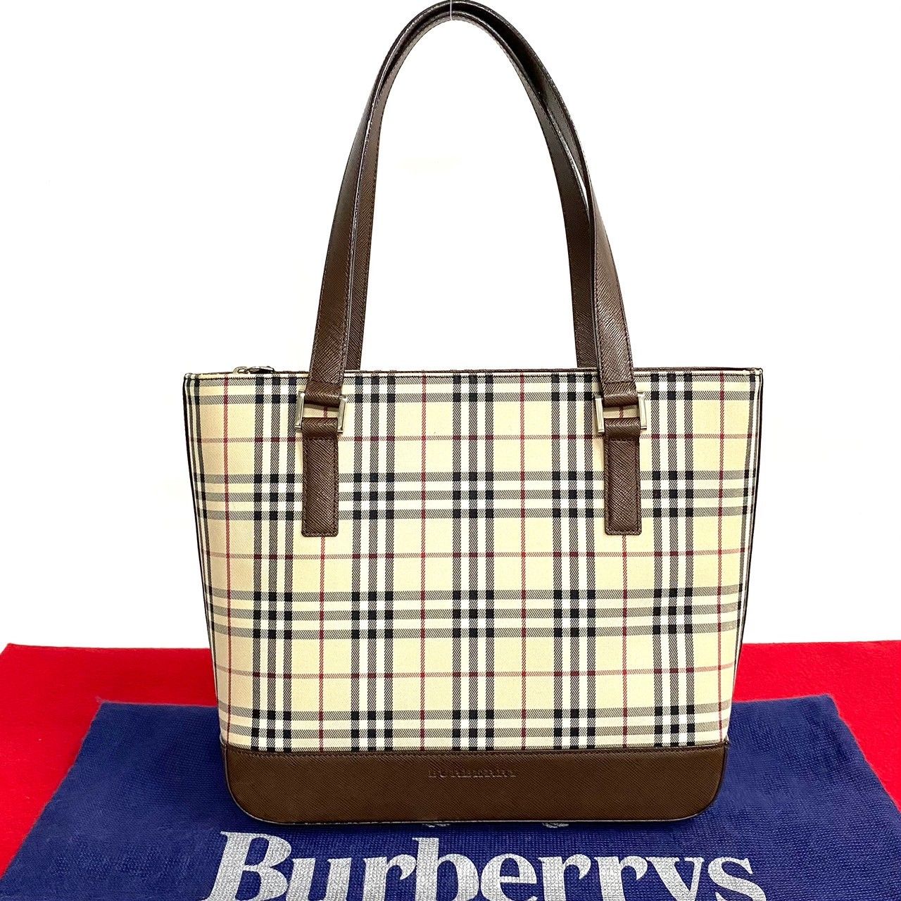 極 美品 希少品 BURBERRY バーバリー ノバチェック レザー 本革 