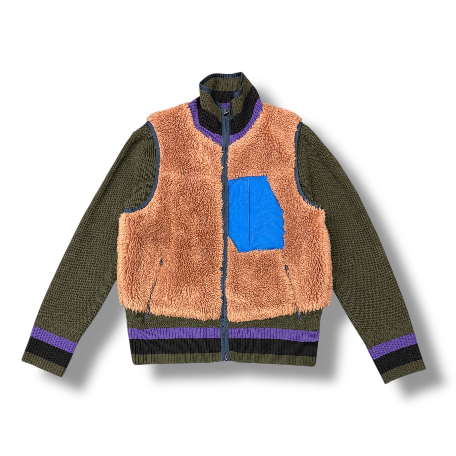 sacai 20AW Faux Shearling Knit Blouson ニットフリースブルゾン ボア 