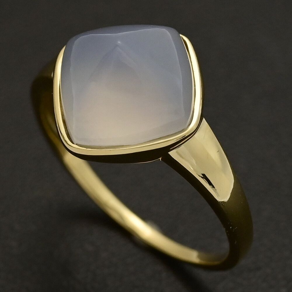 CD4ct|ブルーカルセドニーリング・指輪|K18YG|750-3.7g|17.5号| 57.5|イエローゴールド|プレゼント|記念日 ♀ S レディース 592203