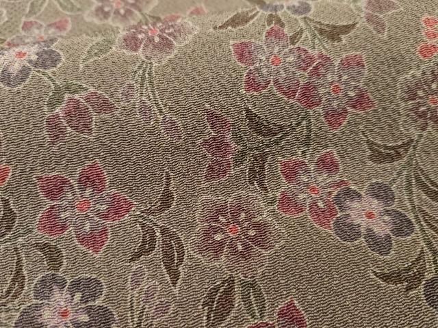 平和屋着物□上質な小紋 枝花文 鬼しぼ縮緬 正絹 逸品