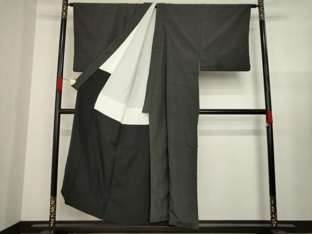 平和屋着物○男性 むすび結城 アンサンブル 色無地 留紺色 反端付き