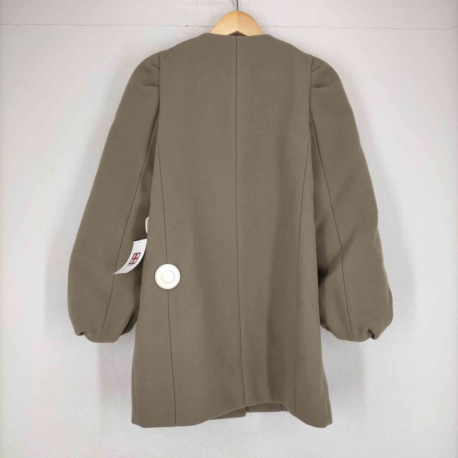 新品 ATON / アルパカ ヘリンボーン ノーカラーコート 白 アイボリー