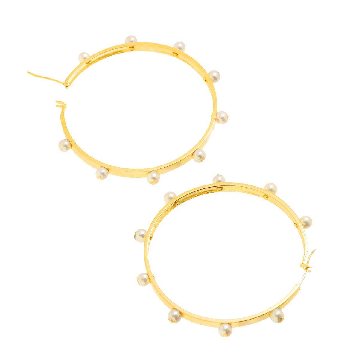 タサキ TASAKI アコヤ真珠 4.0-3.7mm フープ ピアス K18 YG 750 パール  