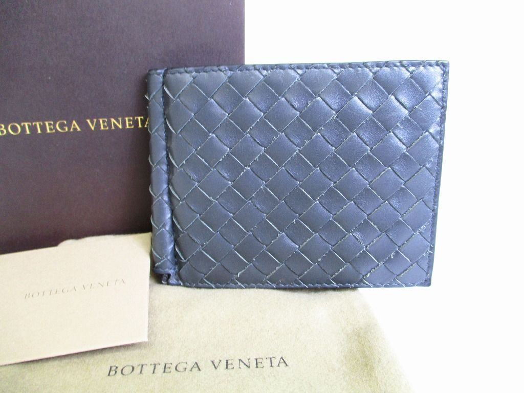 未使用保管品】 BOTTEGA VENETA ボッテガヴェネタ イントレチャート マネークリップ付き 二つ折り ウォレット 札入れ 財布 メンズ  グレー - メルカリ