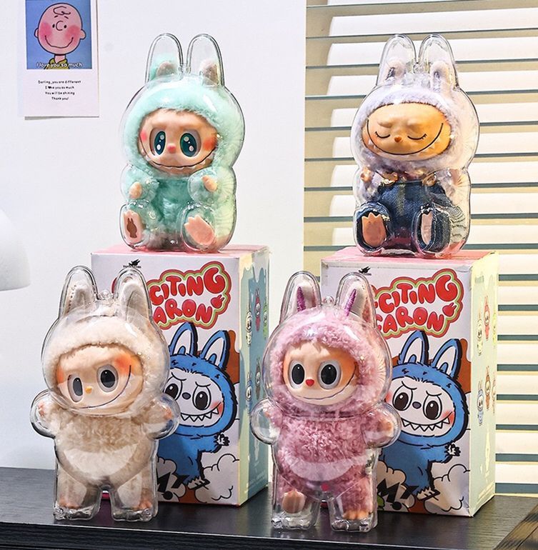 らぶぶlabubu 2ピースと保護ケース2つ おもちゃ保護ケース LABUBU ラブブ 第2世代 クリア 透明ケース