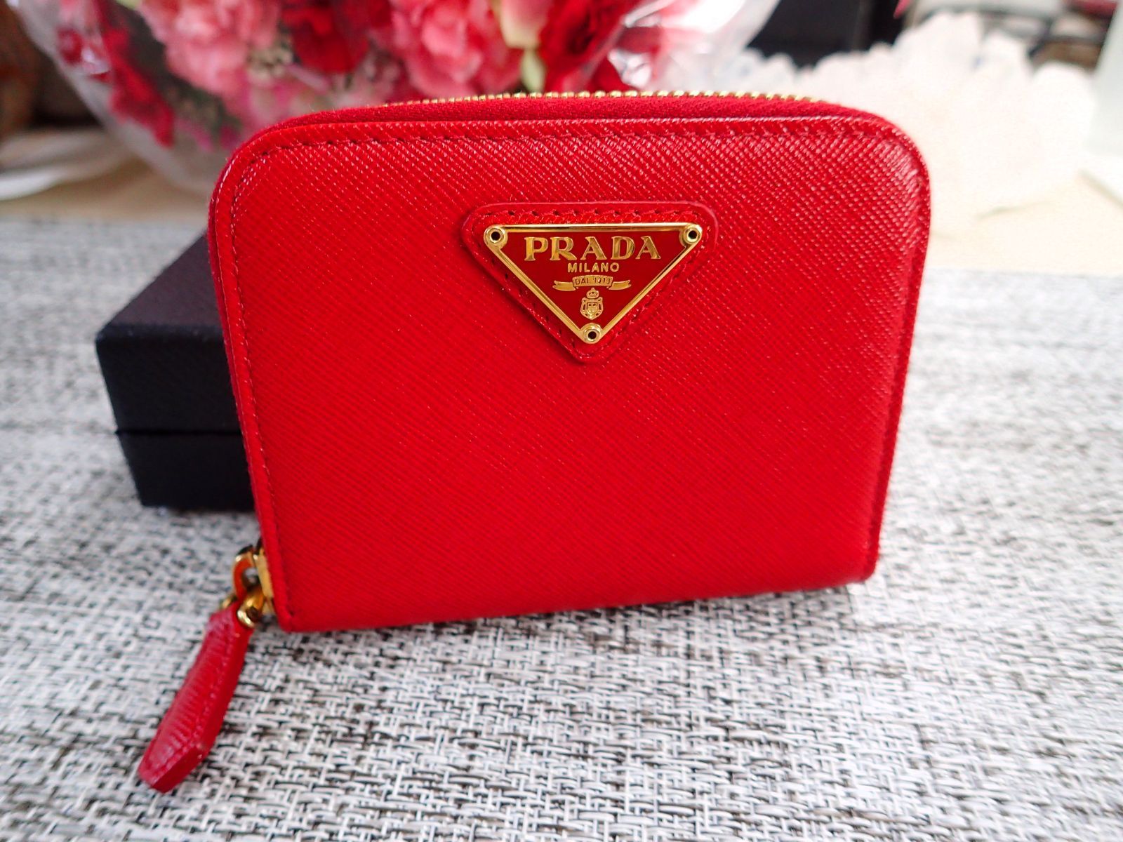 PRADA プラダ　1M0268 コインケース 美品 PRADA プラダ コインケース サフィアーノ 三角ロゴ 1M0268