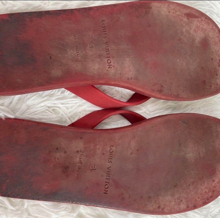 LOUIS VUITTON ダミエ ラバーサンダル レッド 28 cm