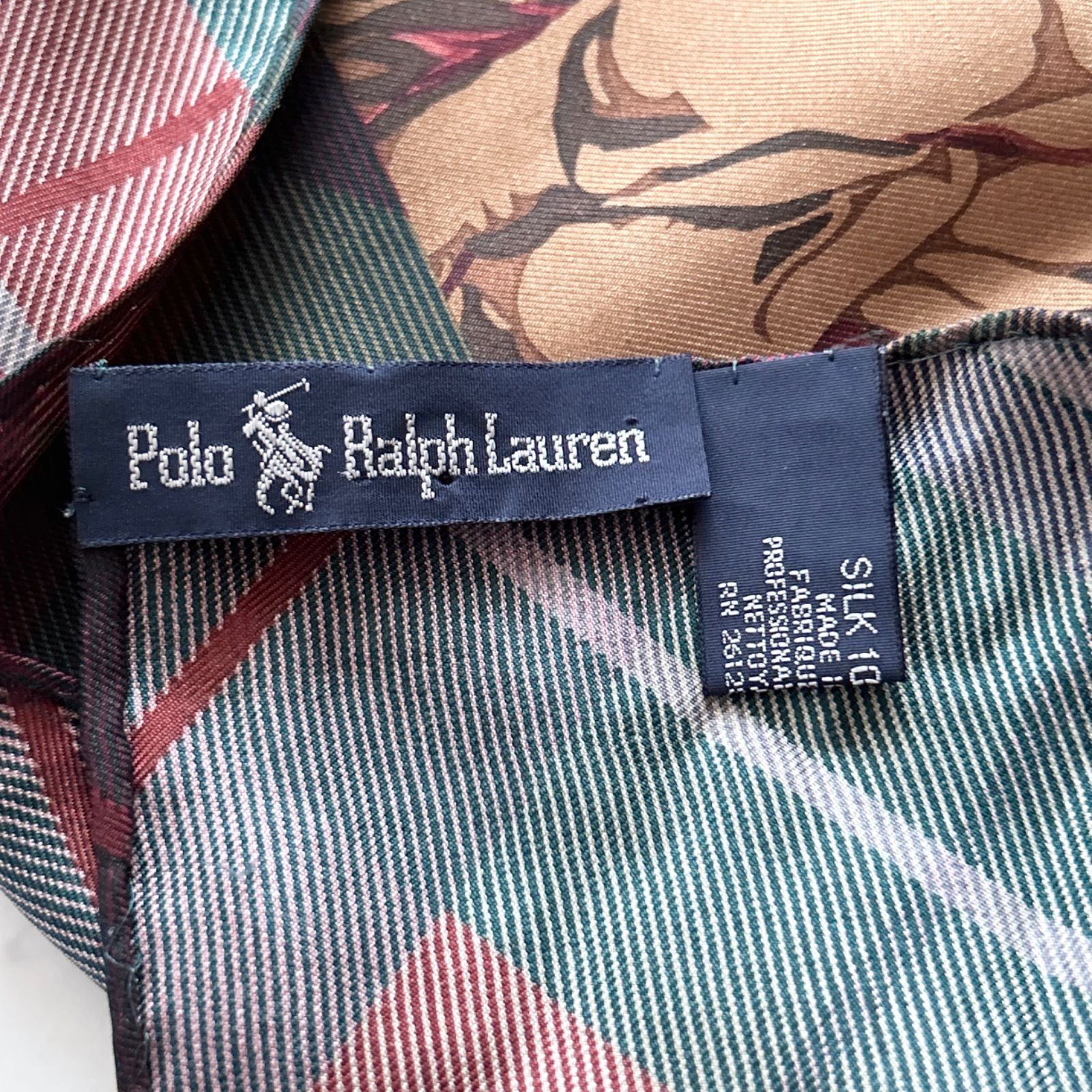 美品 Ralph Lauren 大判シルクスカーフ 花柄 90×90 チェック
