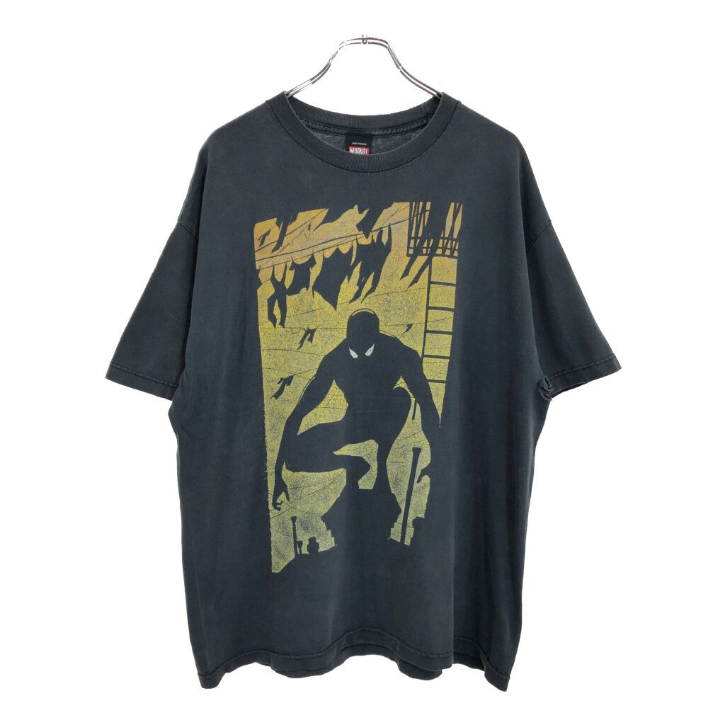 00年代 MARVEL マーベル SPIDERMAN スパイダーマン Ｔシャツ コミックス キャラクター ブラック メンズ XL 古着 U3852