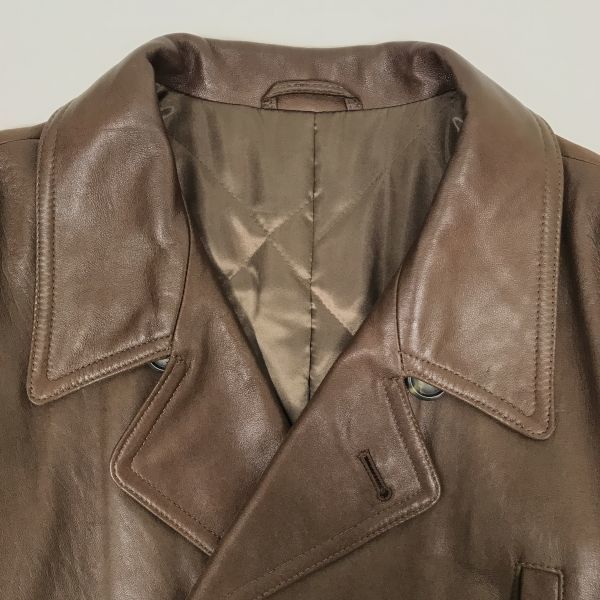 ヒルクレスト☆本革/羊革/シープレザーPコート【Mens size -M/茶