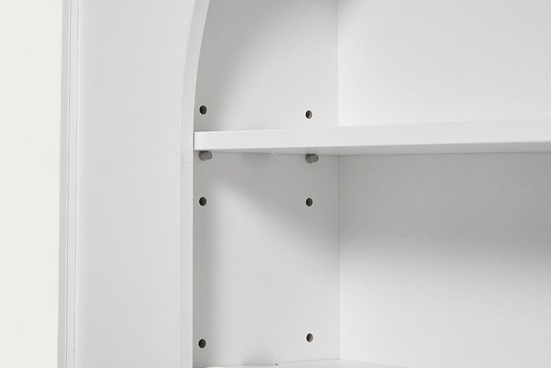 K 完成品 マントルピース風 シェルフ 幅60cm アーチ型 ホワイト 可動棚 コード穴 北欧風 ディスプレイラック スリム 巾木よけ付 2段可動棚 MARWIL-DEMENAGEMENTS_CH