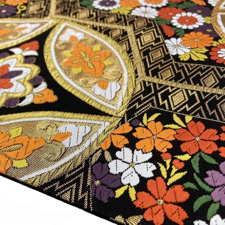 新品　未仕立て品　袋帯　ふくい謹製　七宝　花菱　六通　西陣　正絹　唐織錦　振袖 新品 未仕立て品 袋帯 ふくい謹製 七宝 花菱 六通 西陣 正絹 唐