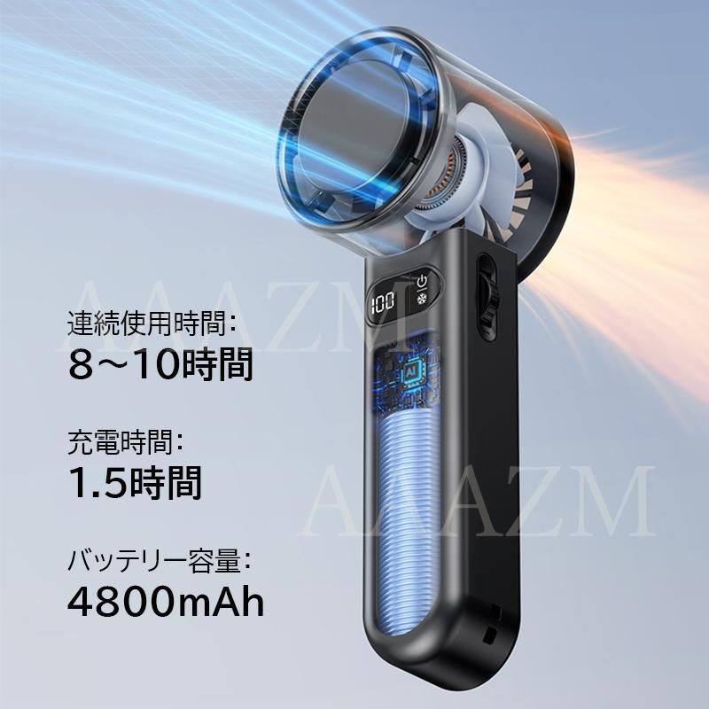 扇風機 小型 手持ち 卓上 USB充電式 冷却プレート付き 冷風扇 DCモーター 強風 ハンディファン おしゃれ キャンプ テント 軽量 持ち運び 暑さ対策 夏熱中症対策